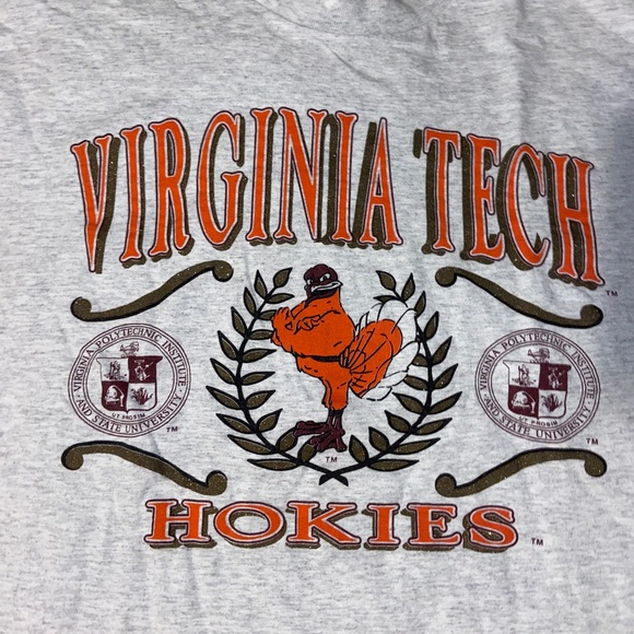Vintage Virginia Tech Hokies Heather Gray Tee - L - Picture 2 of 3